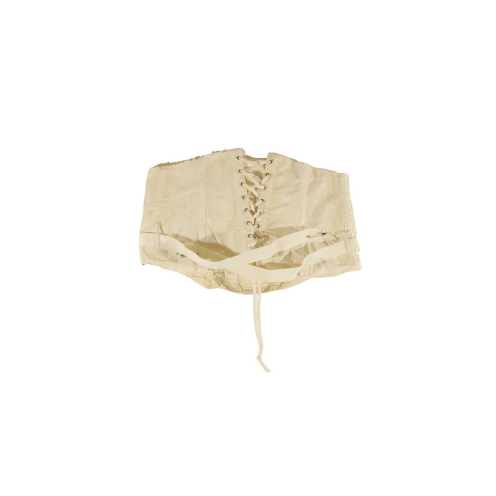 Vintage 60s Lace Up Corset Brocade Medical Fetish Shapewear B33 AW34 Ivory FLAWS